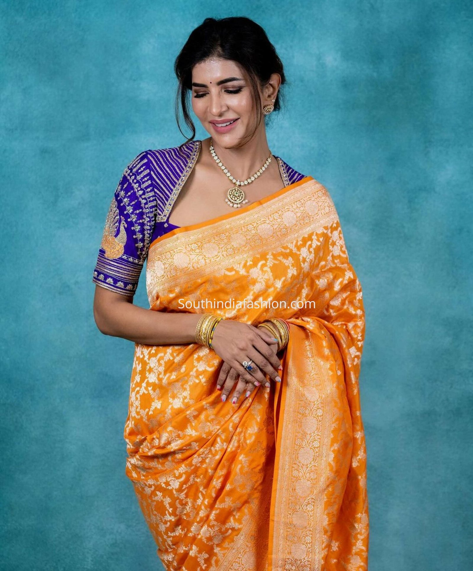 Lakshmi Manchu in a banarasi silk saree – South India Fashion