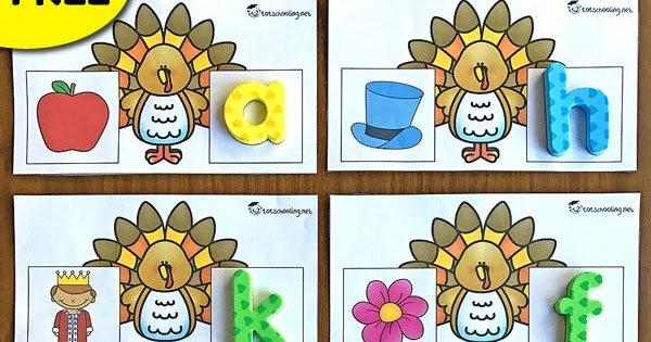 Thanksgiving Turkey Beginning Letter Sounds Cards | Totschooling