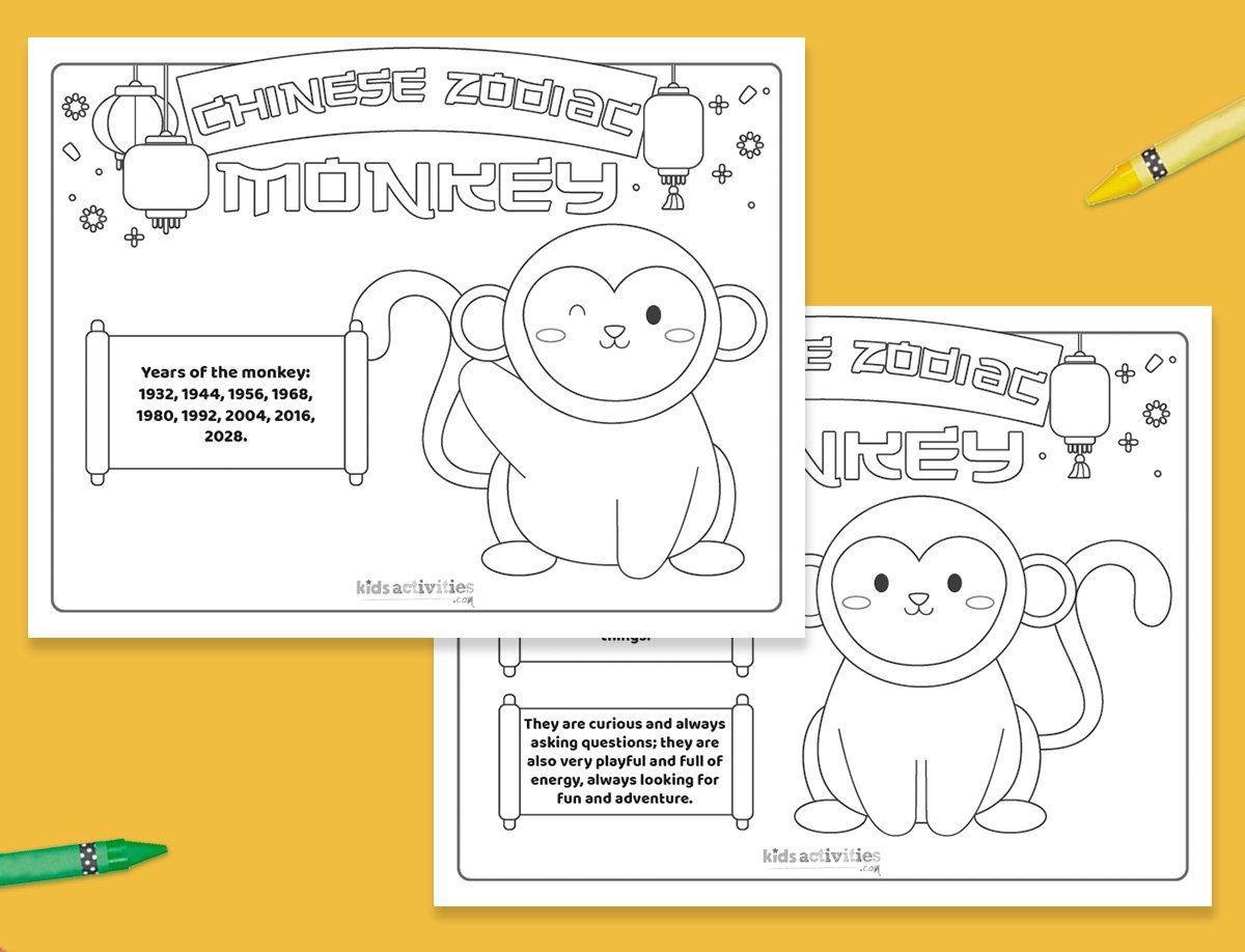 Chinese Zodiac Monkey Printables For Kids & Adults