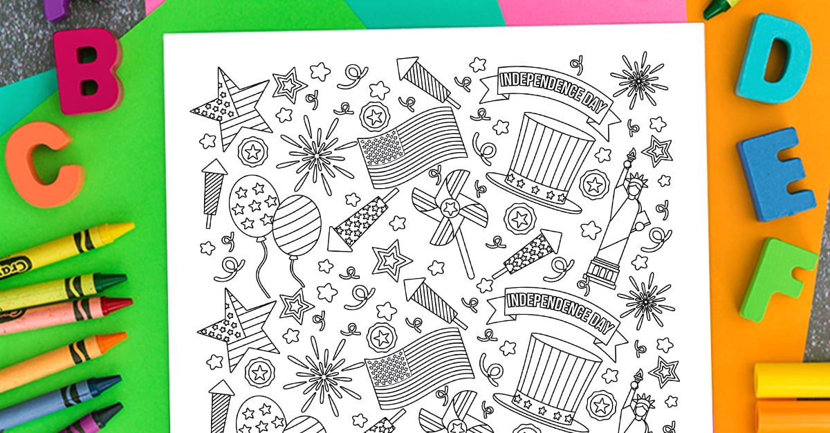 Fantastic 4th of July Doodles Printable Coloring Page