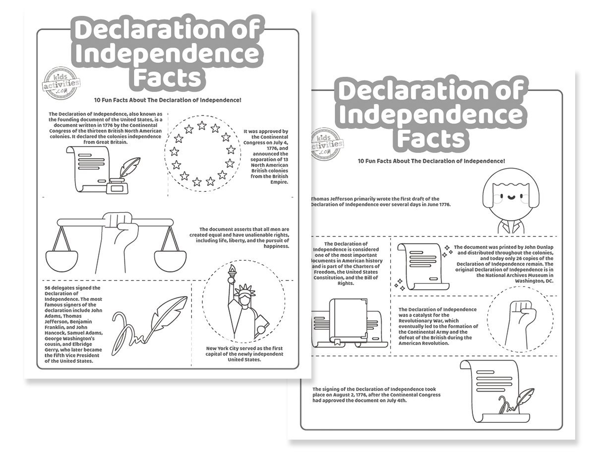 Fun Declaration of Independence Facts Coloring Pages