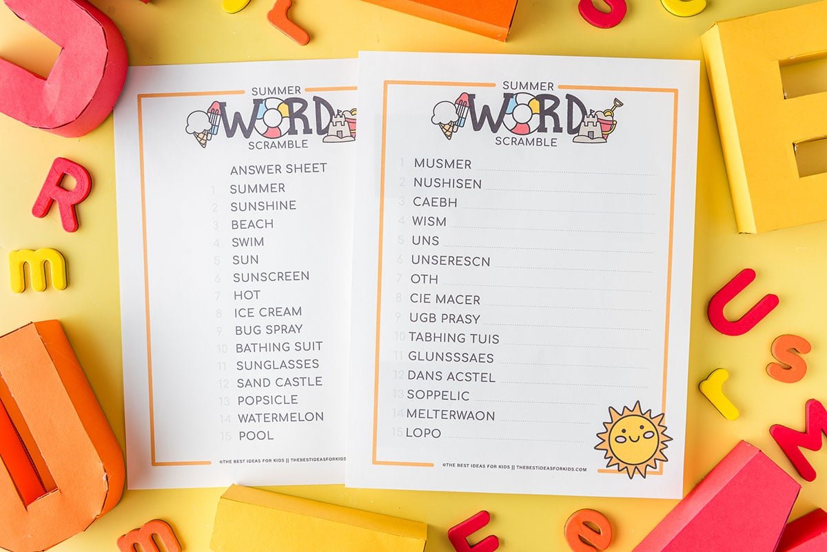 Summer Word Scramble (Free Printable)