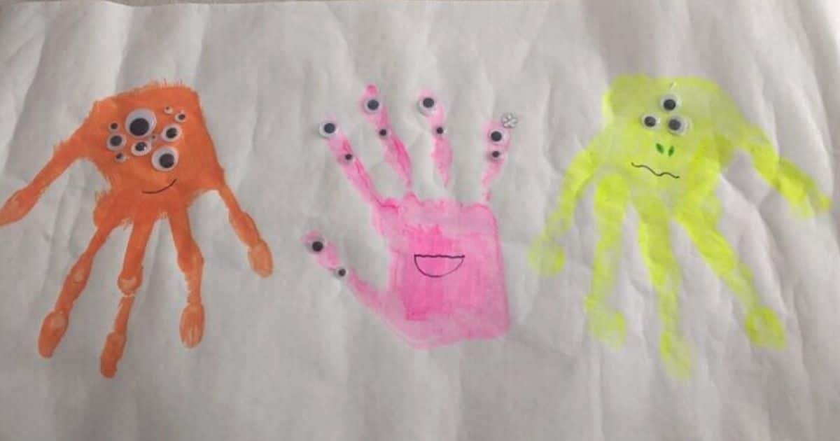 Handprint Monsters Creative Spooky Toddler Art for Halloween