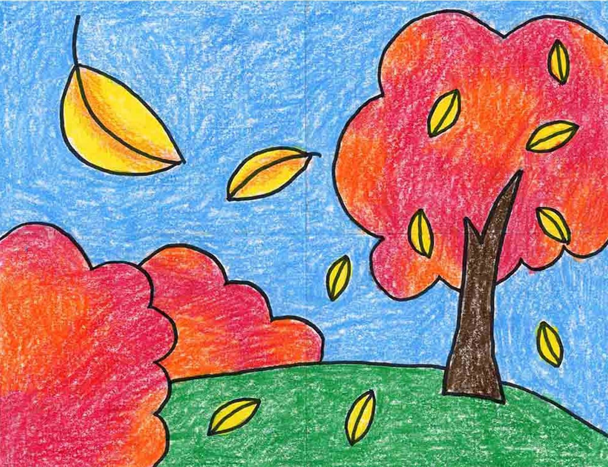 Easy Autumn Tree Drawing Tutorial for Kids