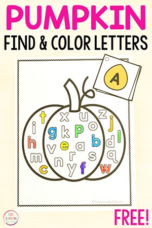 Pumpkin Find and Color the Letter Sheets Alphabet Activity