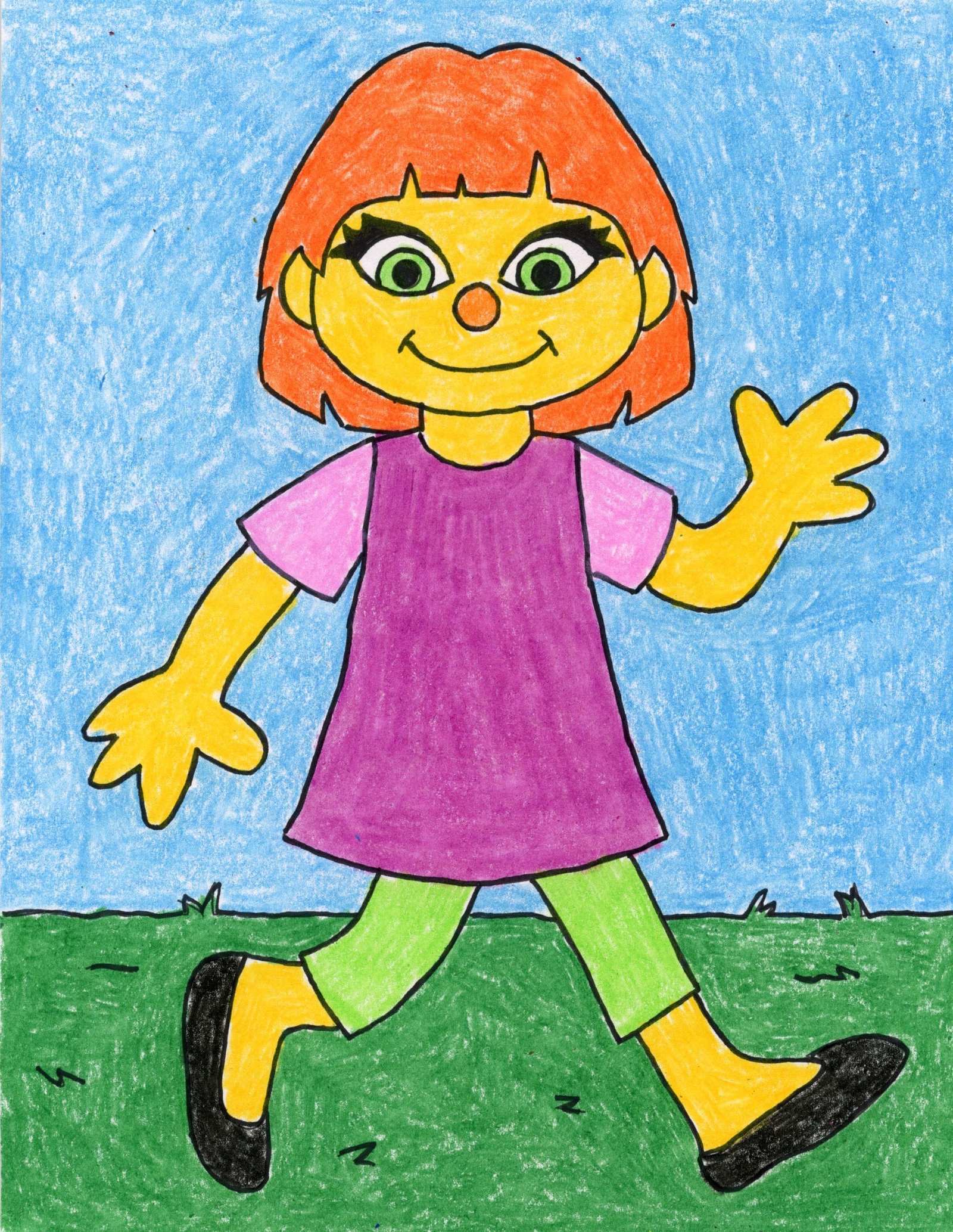 Easy How to Draw Julia from Sesame Street and Coloring Page