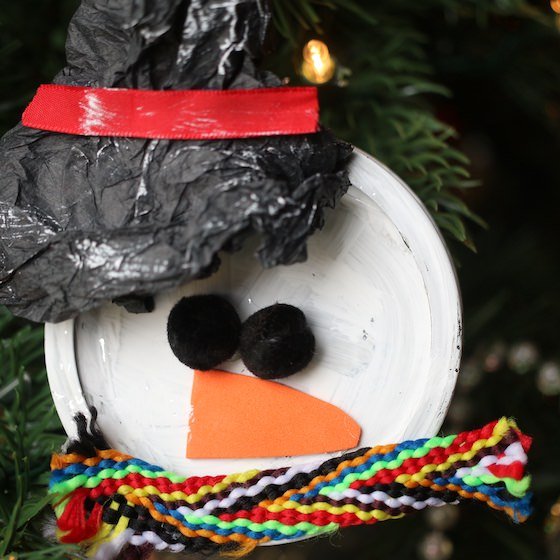 Mason Jar Lid Snowman Ornament