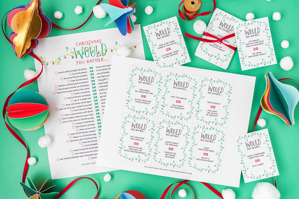 50 Christmas Would You Rather (Free Printables)