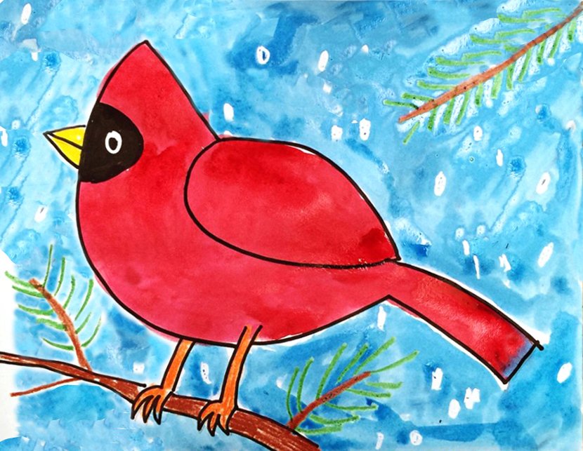 Easy How to Draw a Cardinal Tutorial Video Coloring Page