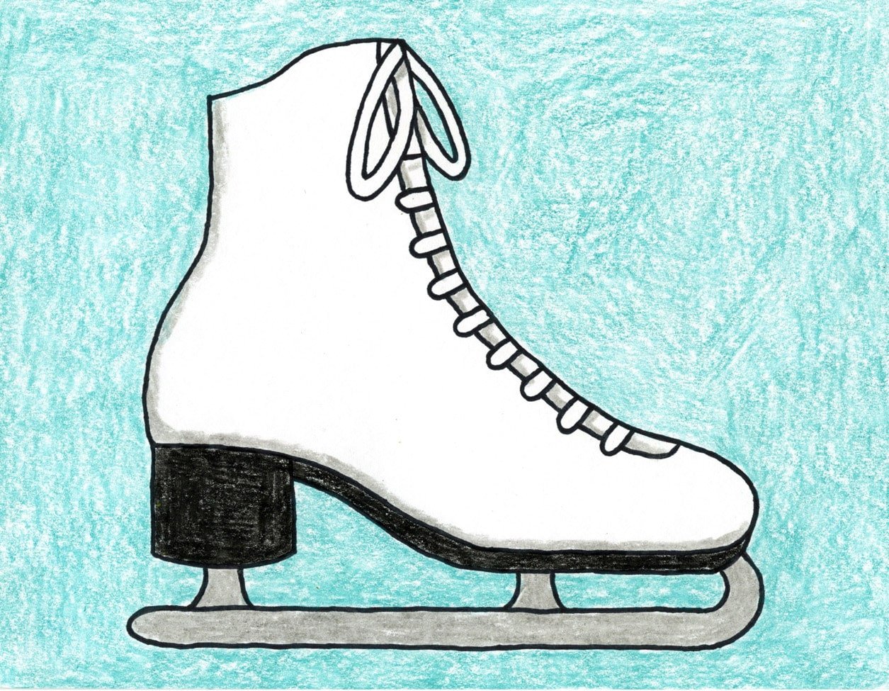 Easy How to Draw Ice Skates Tutorial & Ice Skates Coloring Page