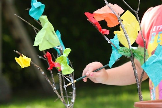 Twig and Tissue Paper Fall Tree Craft